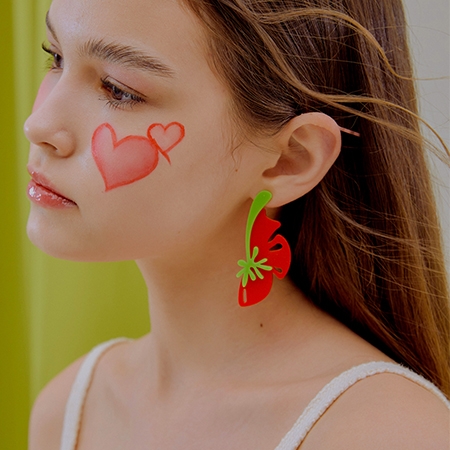 Summer Hibiscus Earring (Red)